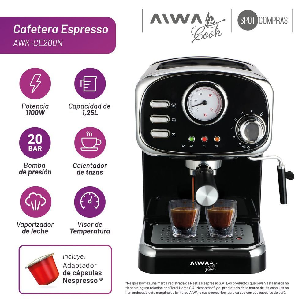 Cafetera Spresso Aiwa 1-25 Lts Negra_3