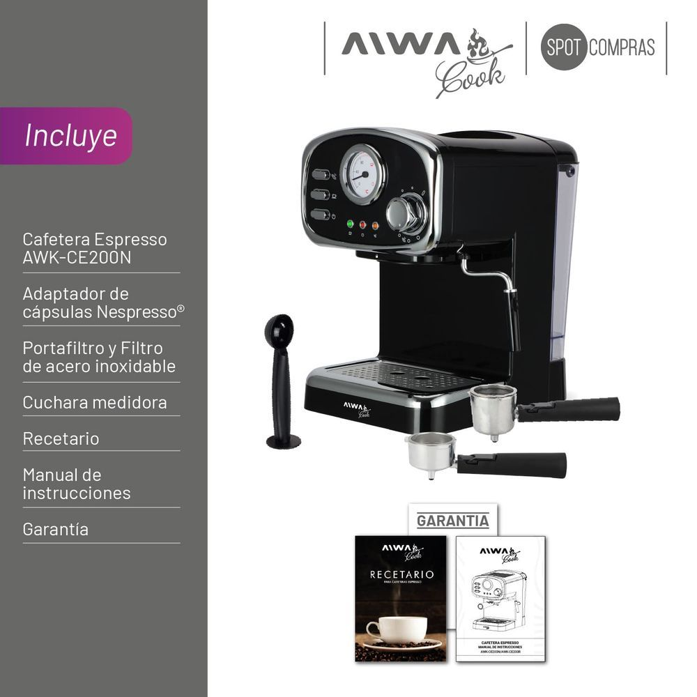 Cafetera Spresso Aiwa 1-25 Lts Negra_4